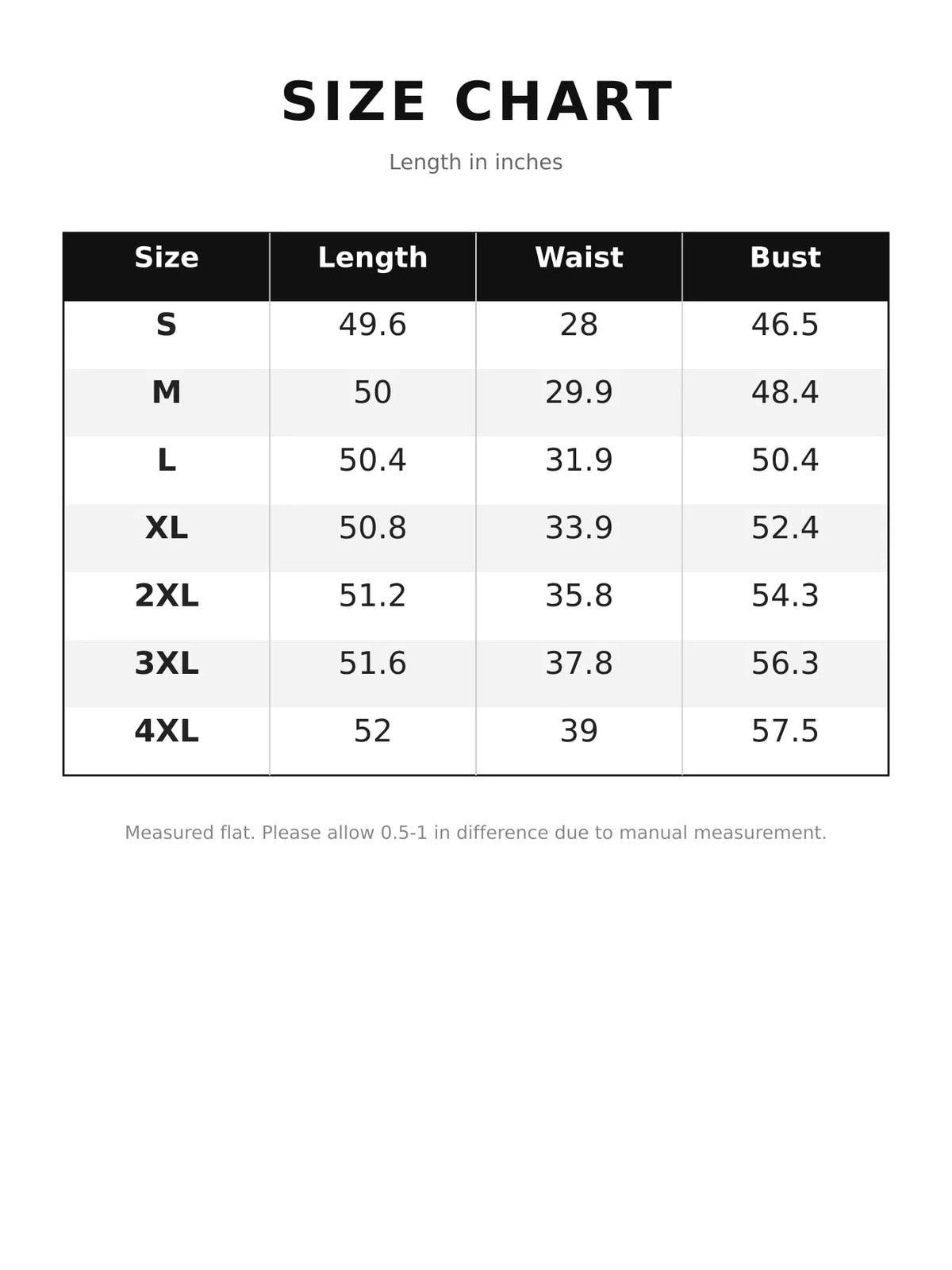 Off-shoulder ruched chiffon maxi dress size chart table with lengths and measurements