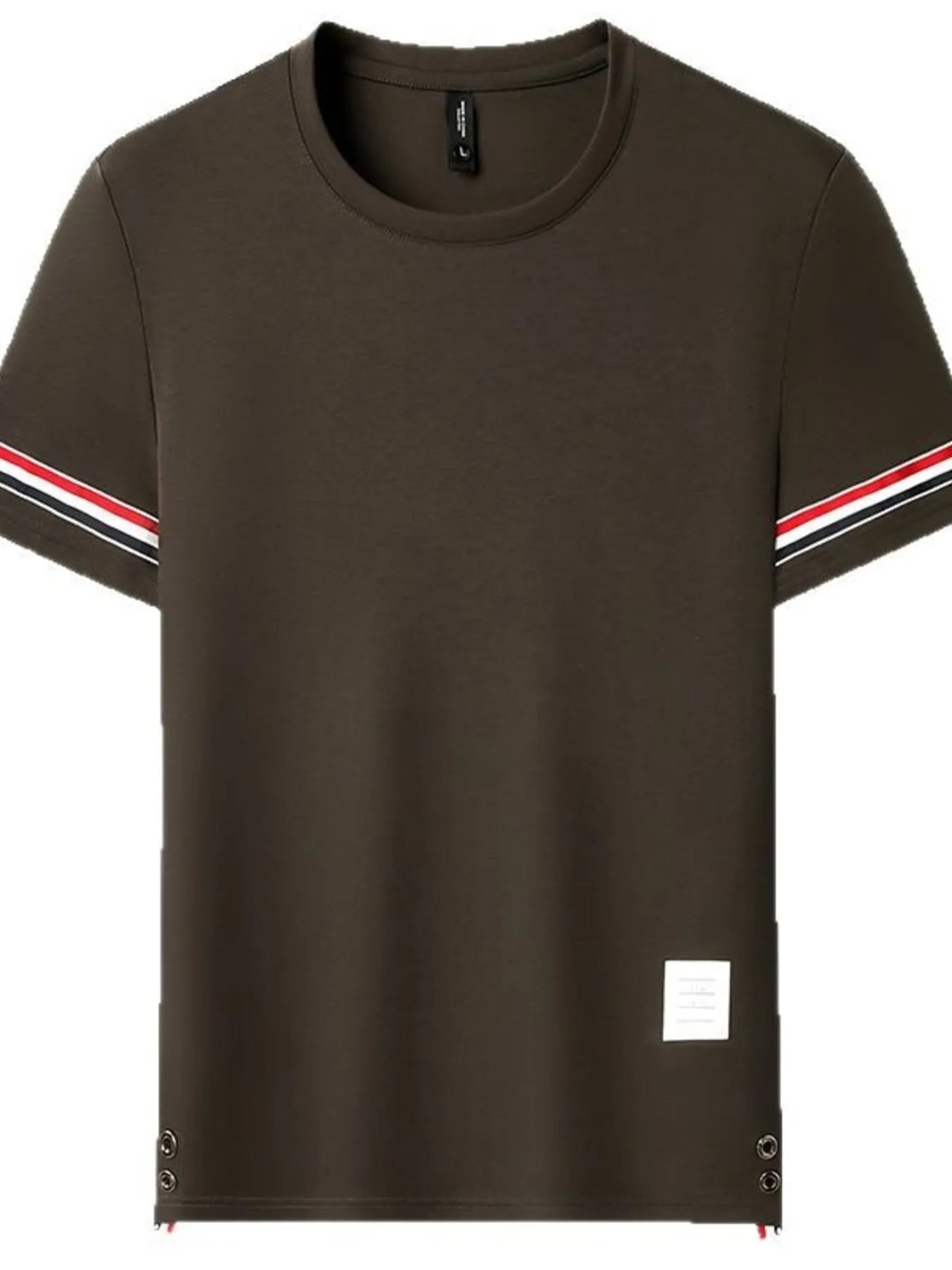 Men's striped short-sleeve t-shirt, dark brown, crew neck