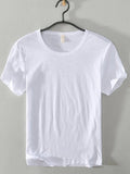 White men's plus size round-neck short-sleeve T-shirt