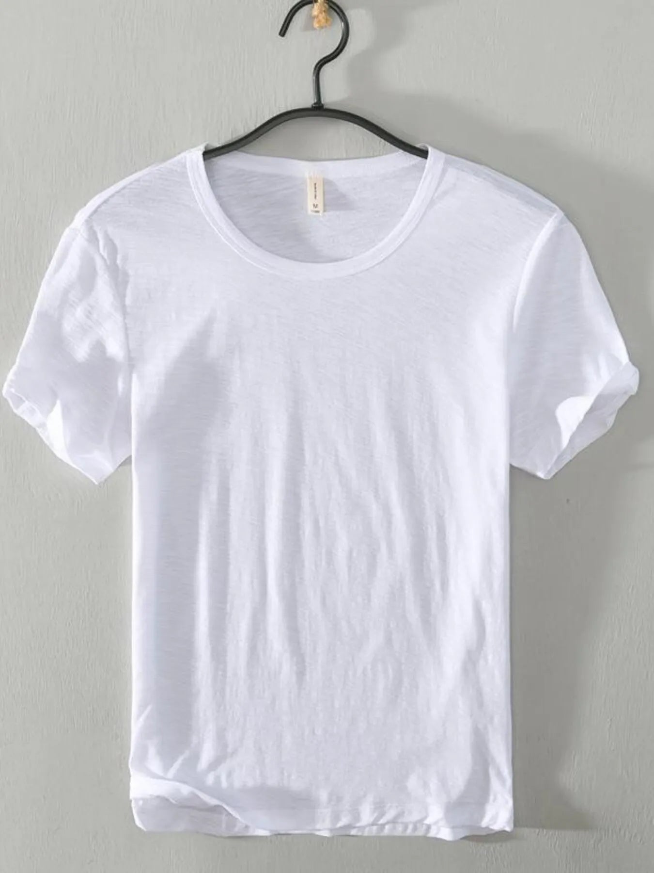 White men's plus size round-neck short-sleeve T-shirt