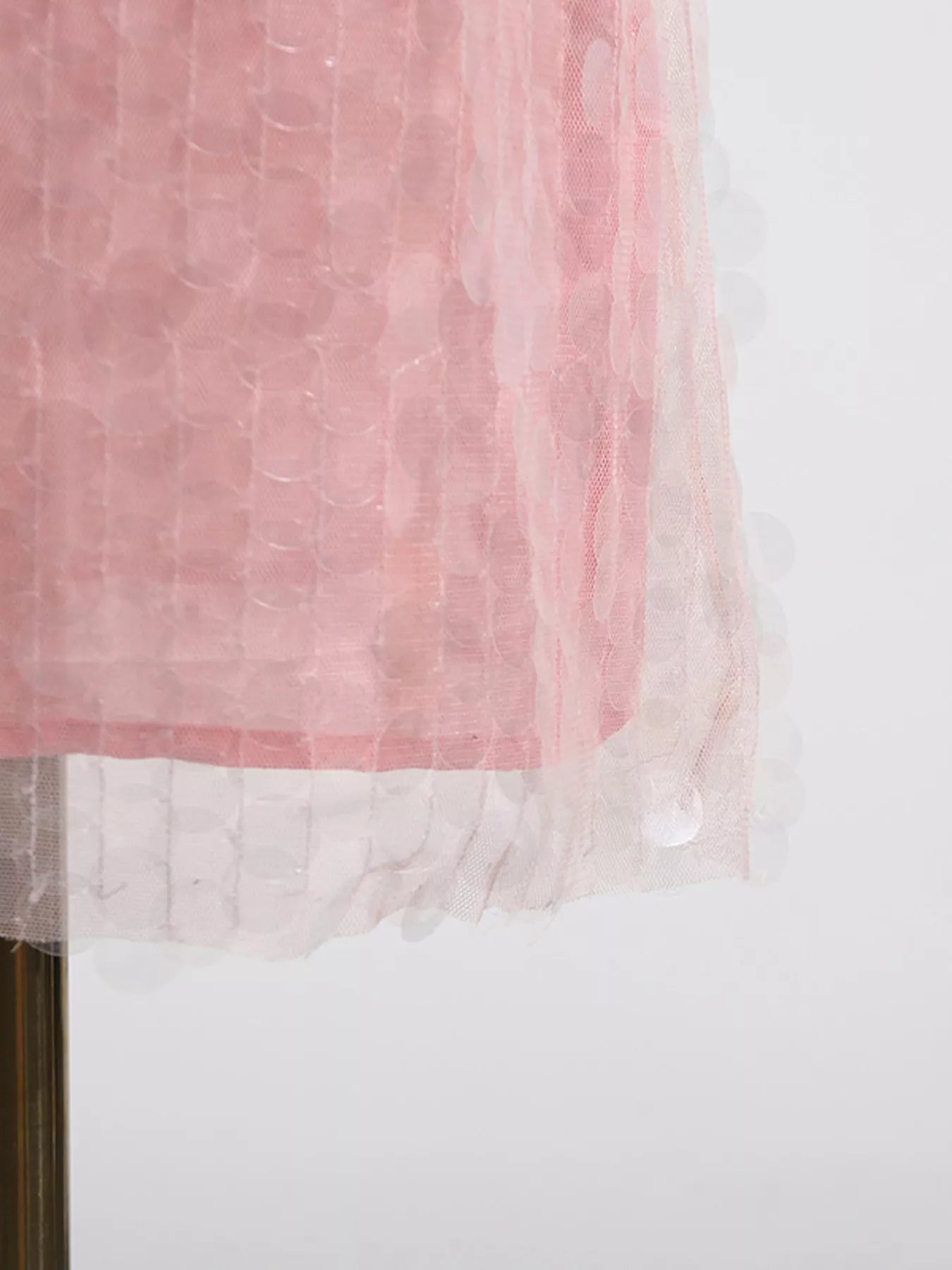 Cedar & Moore Sequin Halter Neck Mini Dress, pink sheer tulle overlay, Trendsi