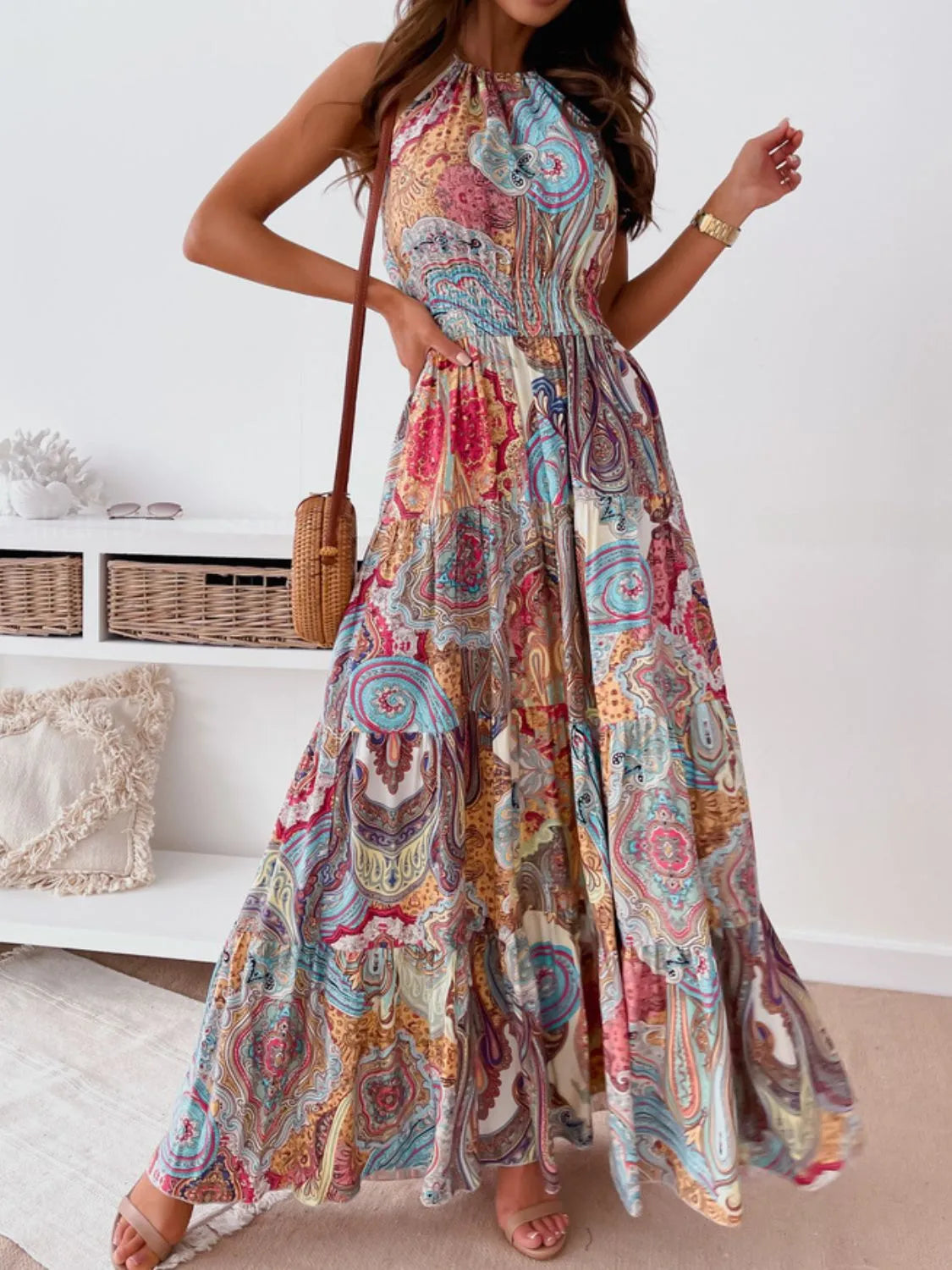medallion halter maxi dress Printed Neck xxupdate27feb25