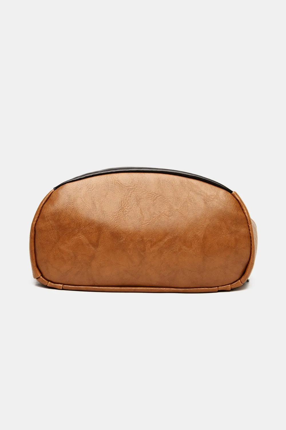 Caramel dome-style vegan leather backpack bag with rounded top and smooth front