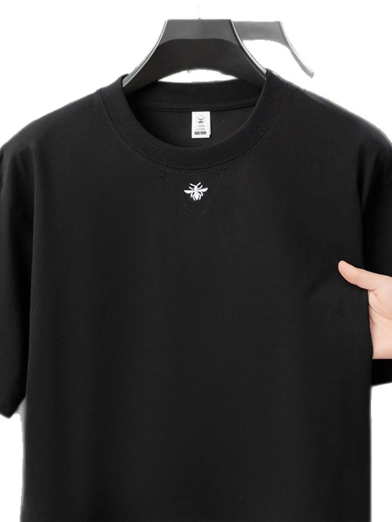 Men's crew neck short-sleeve T-shirt, black, small chest logo detail