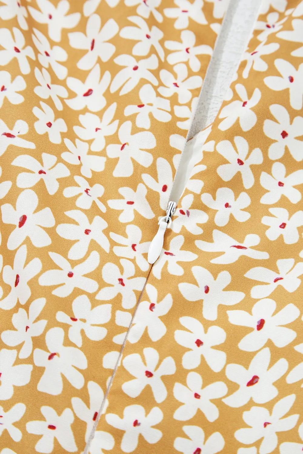 Floral short sleeve surplice frilly tiered mini dress by Trendsi in mustard yellow with white flowers