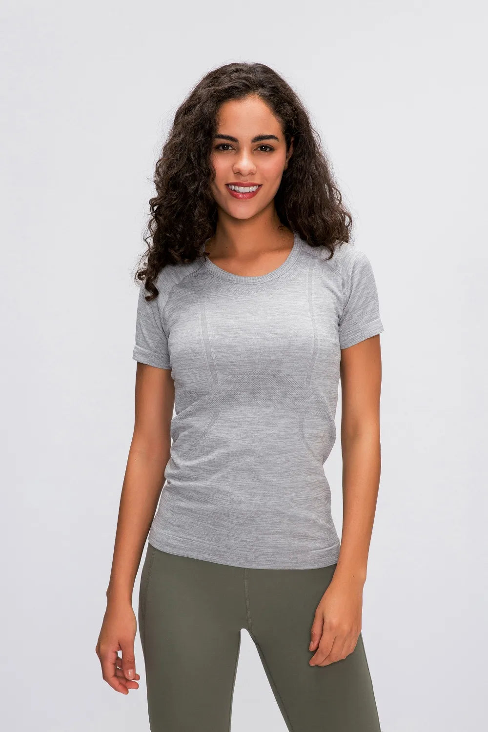 Active t-shirt, gray crew neck short sleeves