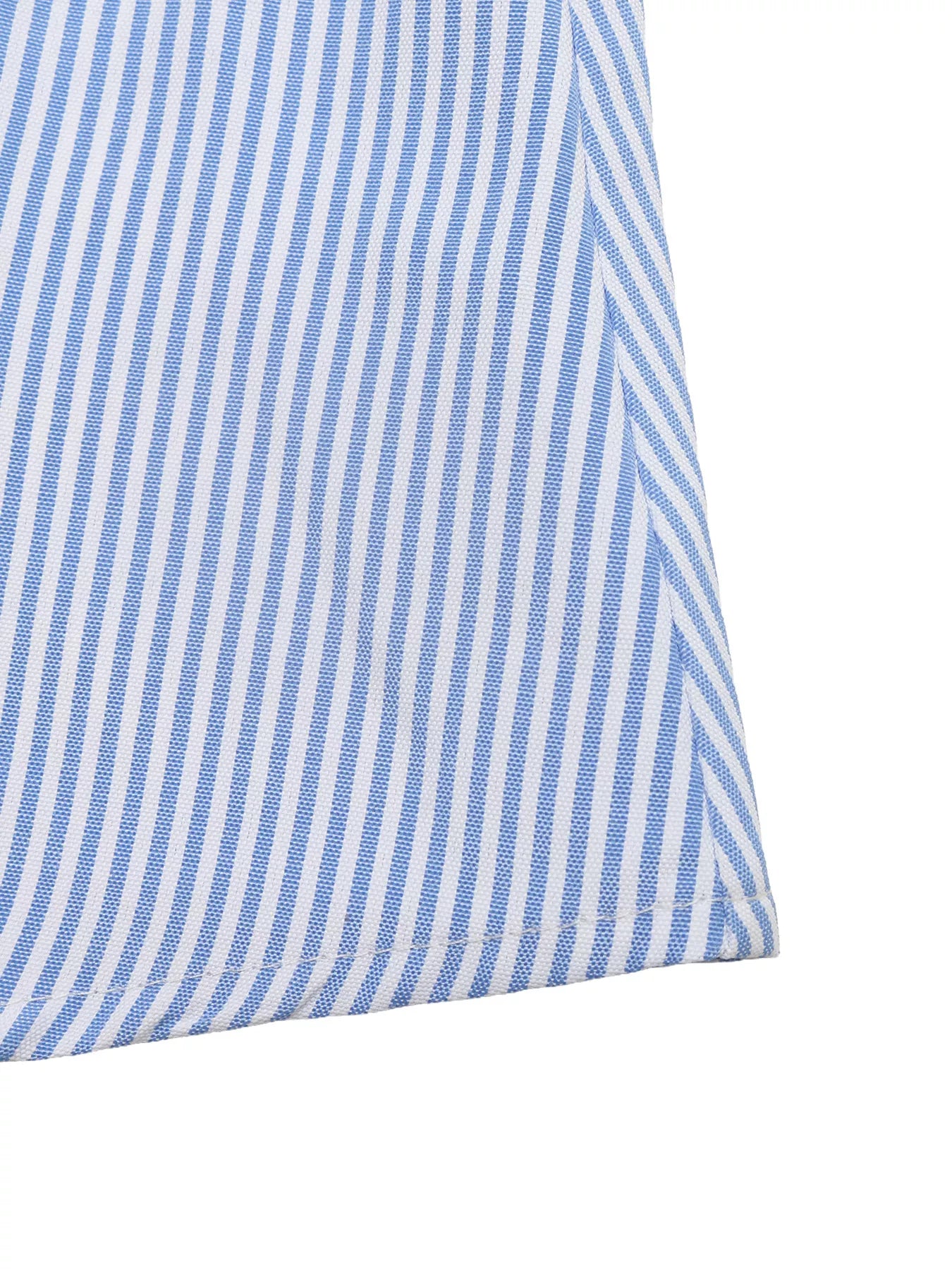 Cedar & Moore Ruffle Sleeve Button Front Midi Dress in blue and white stripes