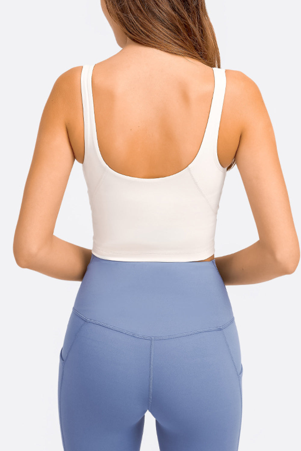 White crop sports bra with racerback straps