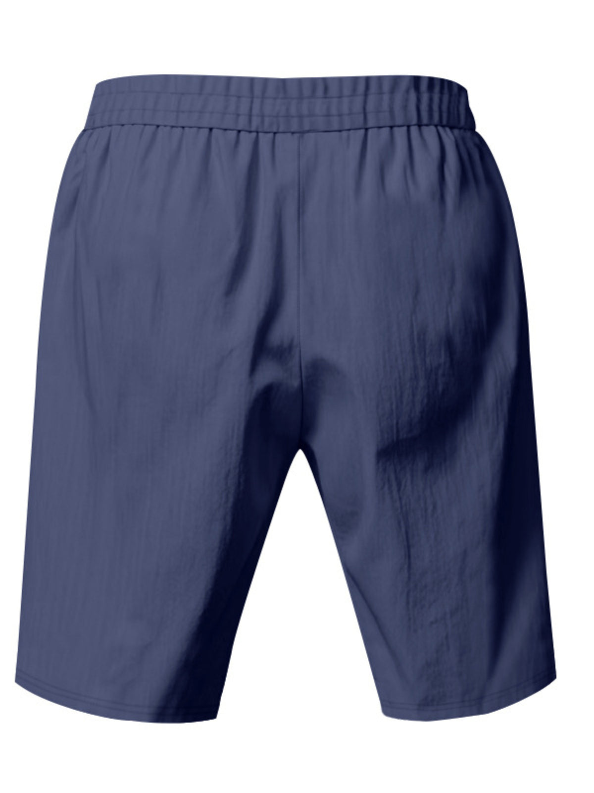 Men's lightweight drawstring shorts in navy blue from the back, elastic waistband
