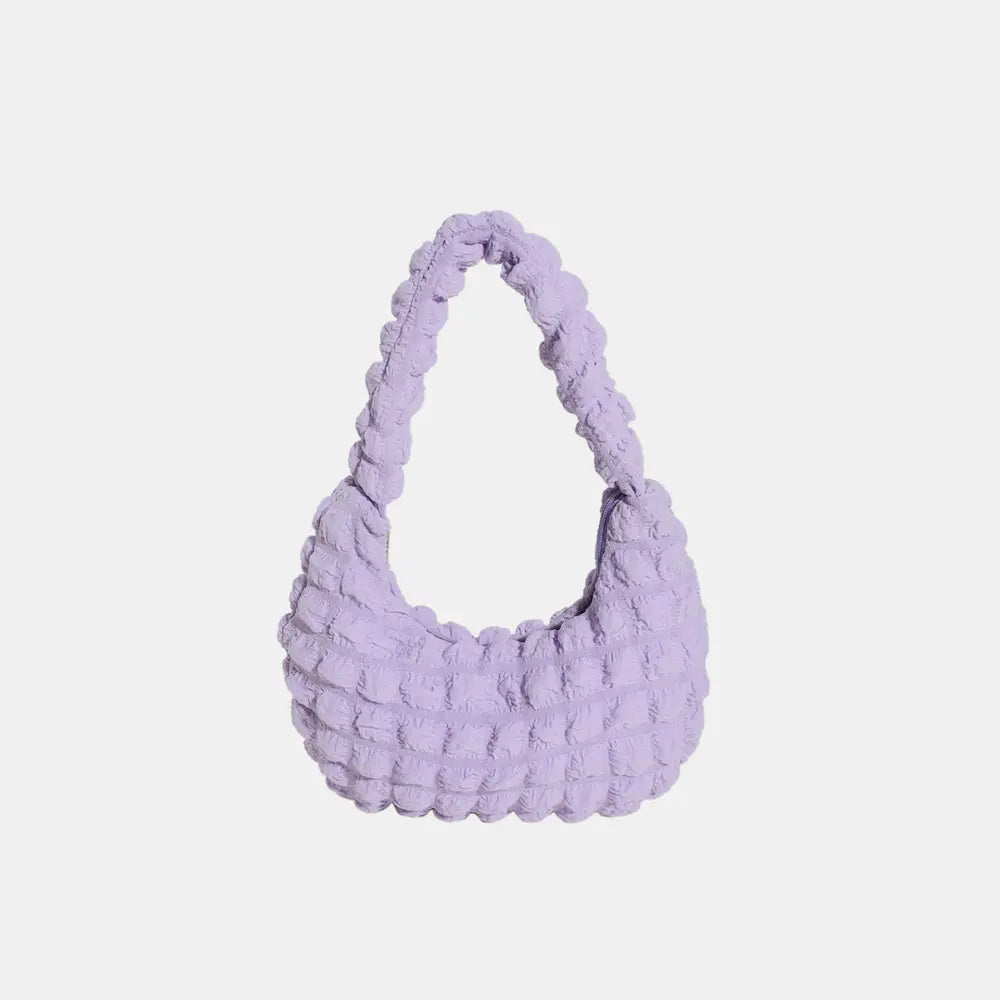 Lilac small textured handbag with braided shoulder strap