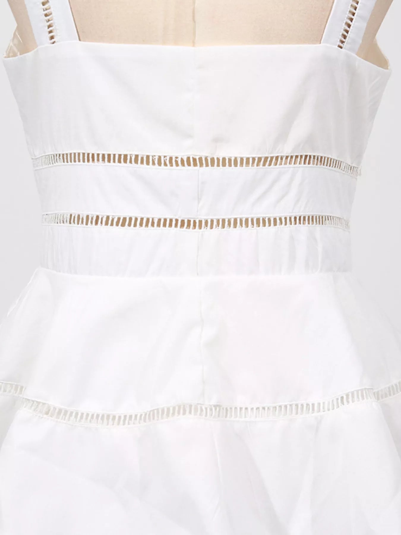 Cedar & Moore Sleeveless eyelet embroidered button-down midi dress by Trendsi, white with cutout bands