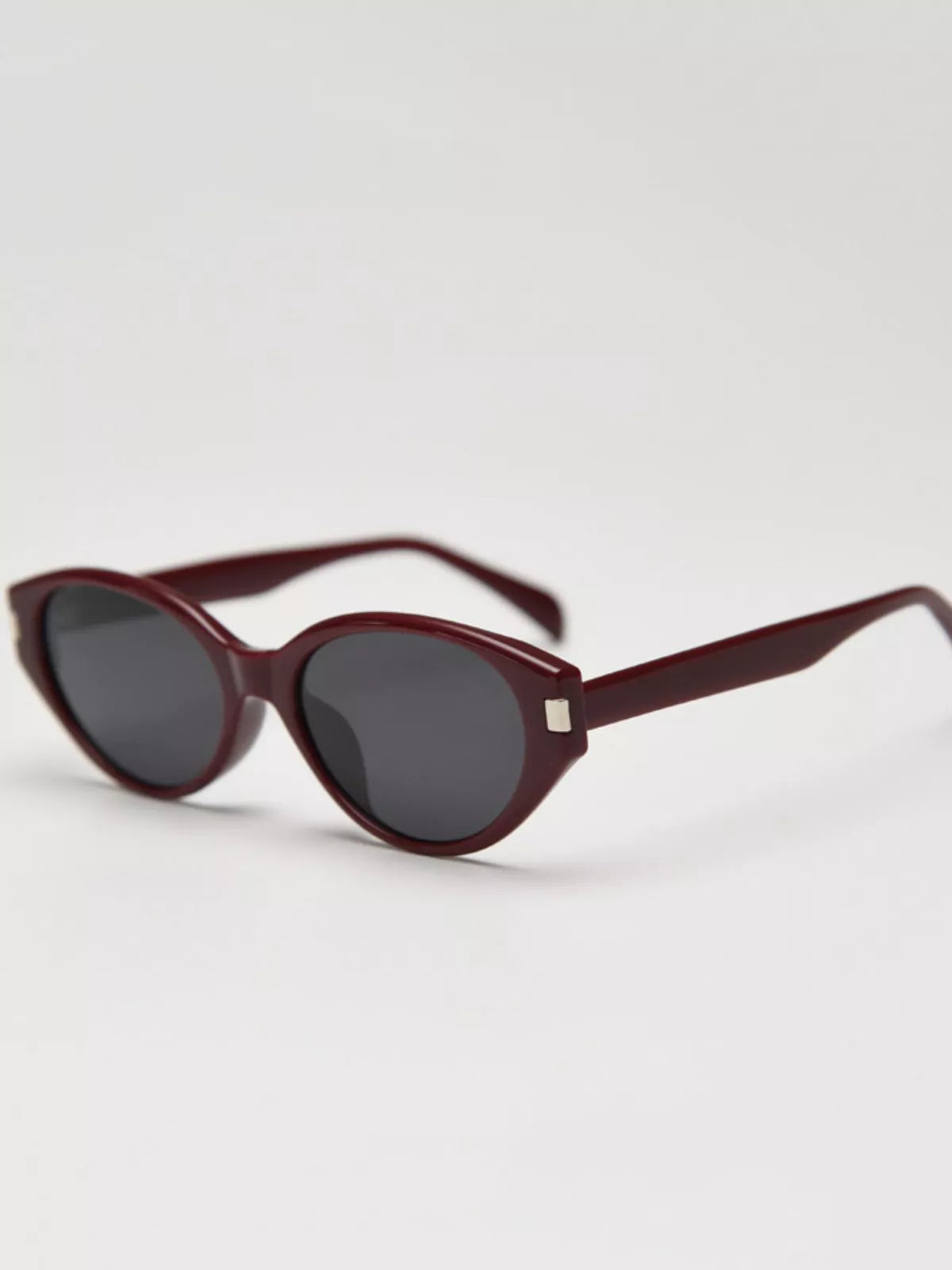 Cedar & Moore Lightweight Cat-Eye Sunglasses burgundy frame with UV-protected lenses