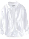 Men's plus size long-sleeve button-up shirt, white, long sleeves with button placket