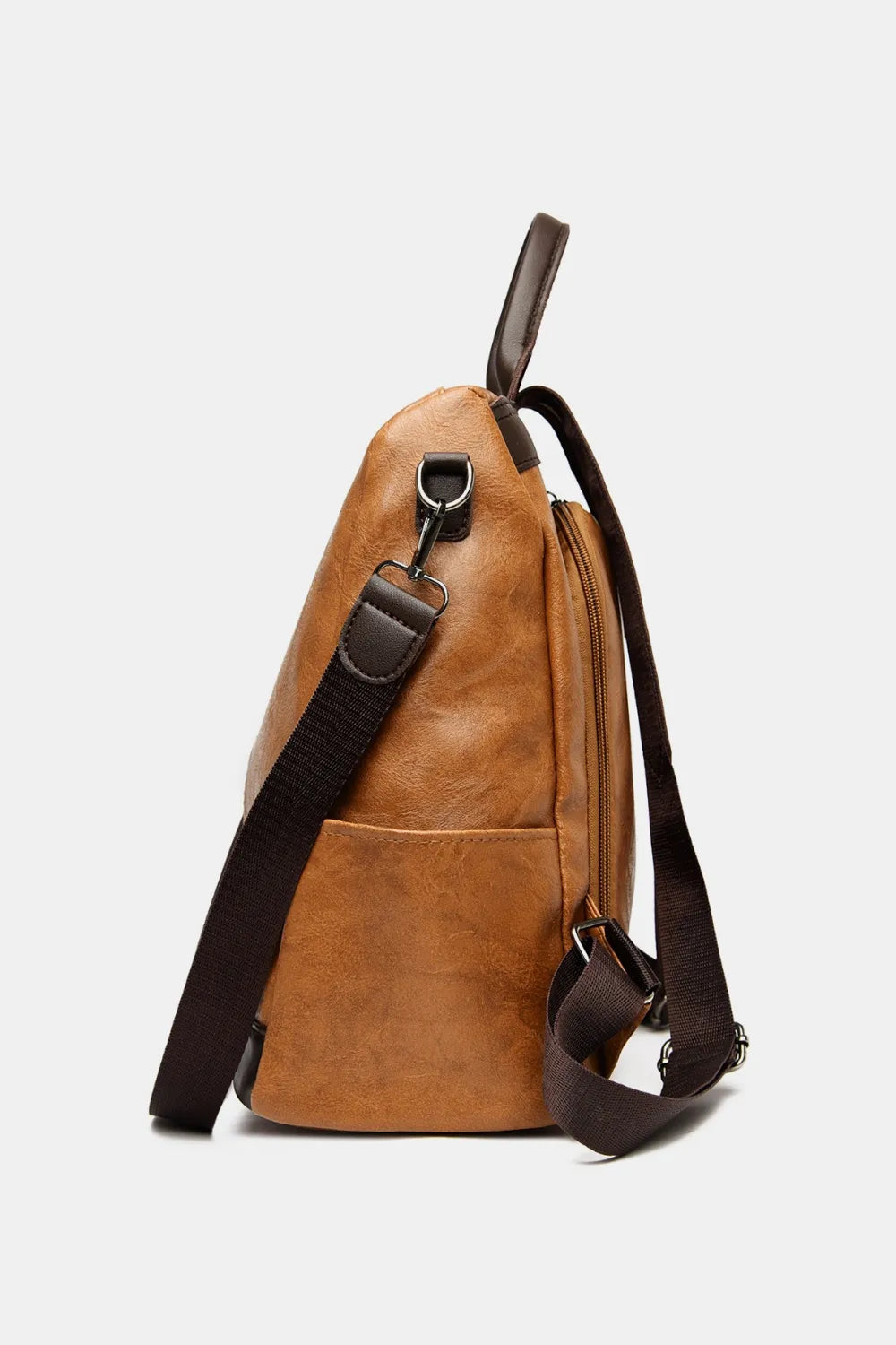 Caramel backpack bag with adjustable shoulder straps and top carry handle
