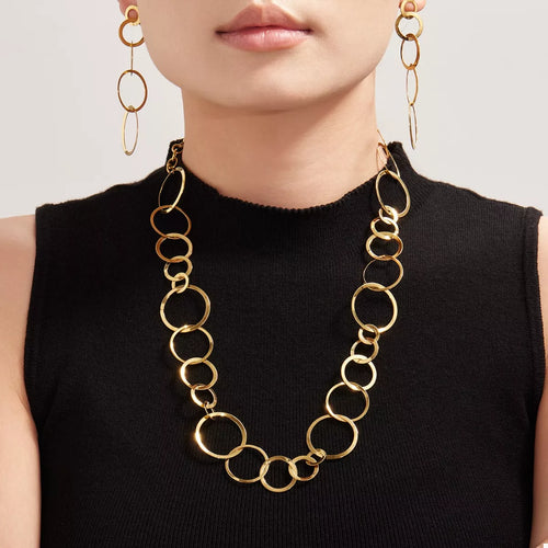 Gold-plated chain link statement necklace with large oval links
