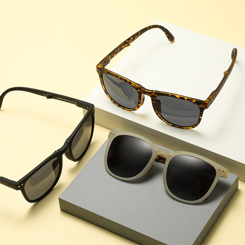 Cedar & Moore Lightweight UV Protection Sunglasses, 3-pair display in tortoise, black, and beige frames, Trendsi.