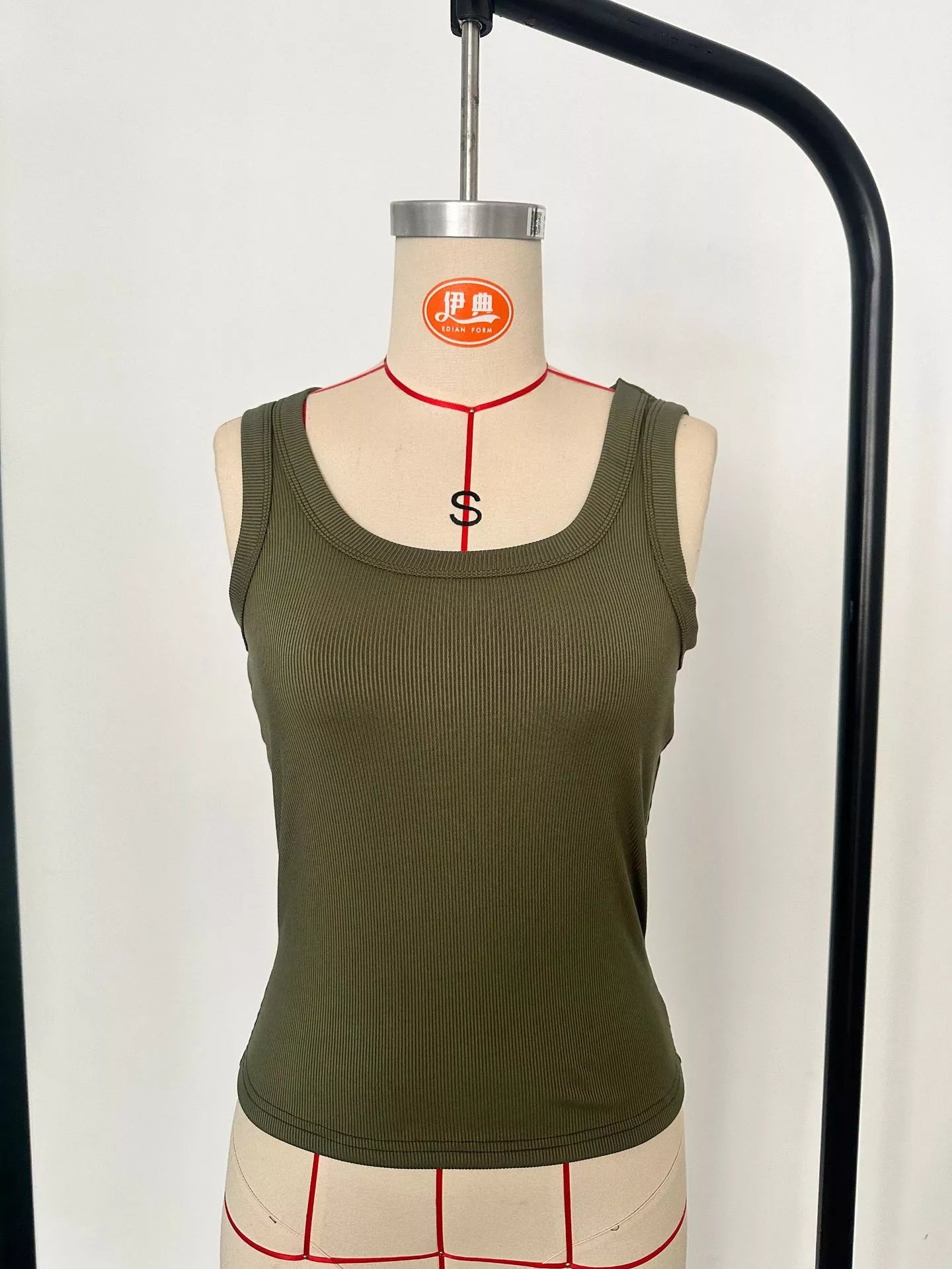 Cedar & Moore Ribbed Knit Slim Fit Tank, olive green sleeveless