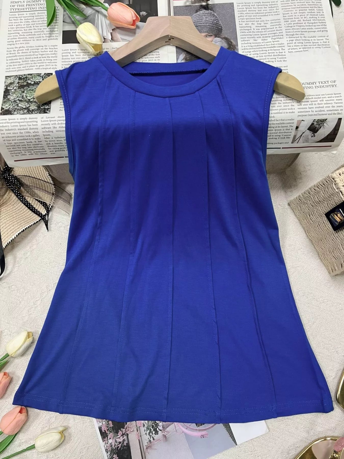 Cedar & Moore Round Neck Tank Top by Trendsi in royal blue, sleeveless basic top