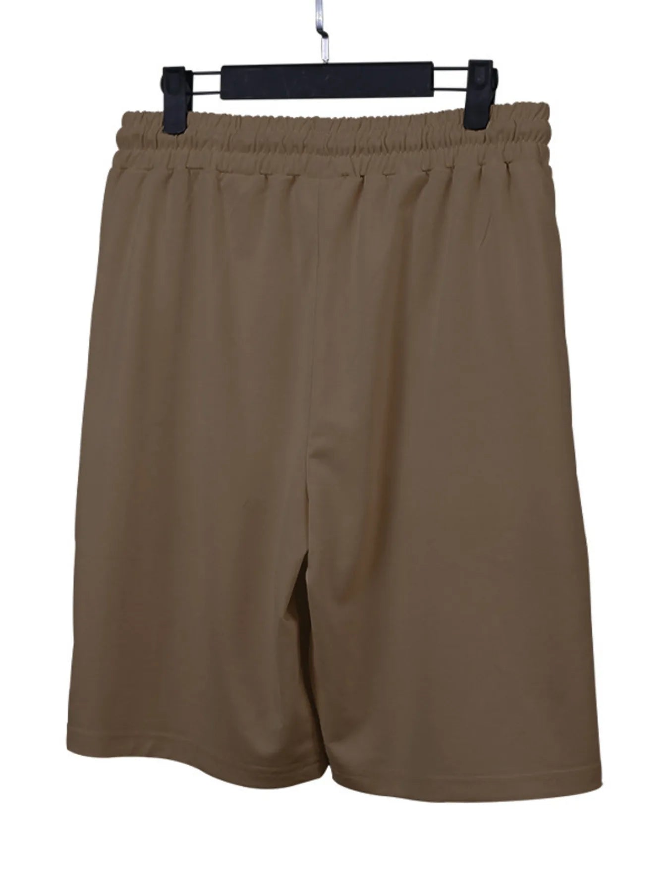 Men's brown drawstring shorts with elastic waist
