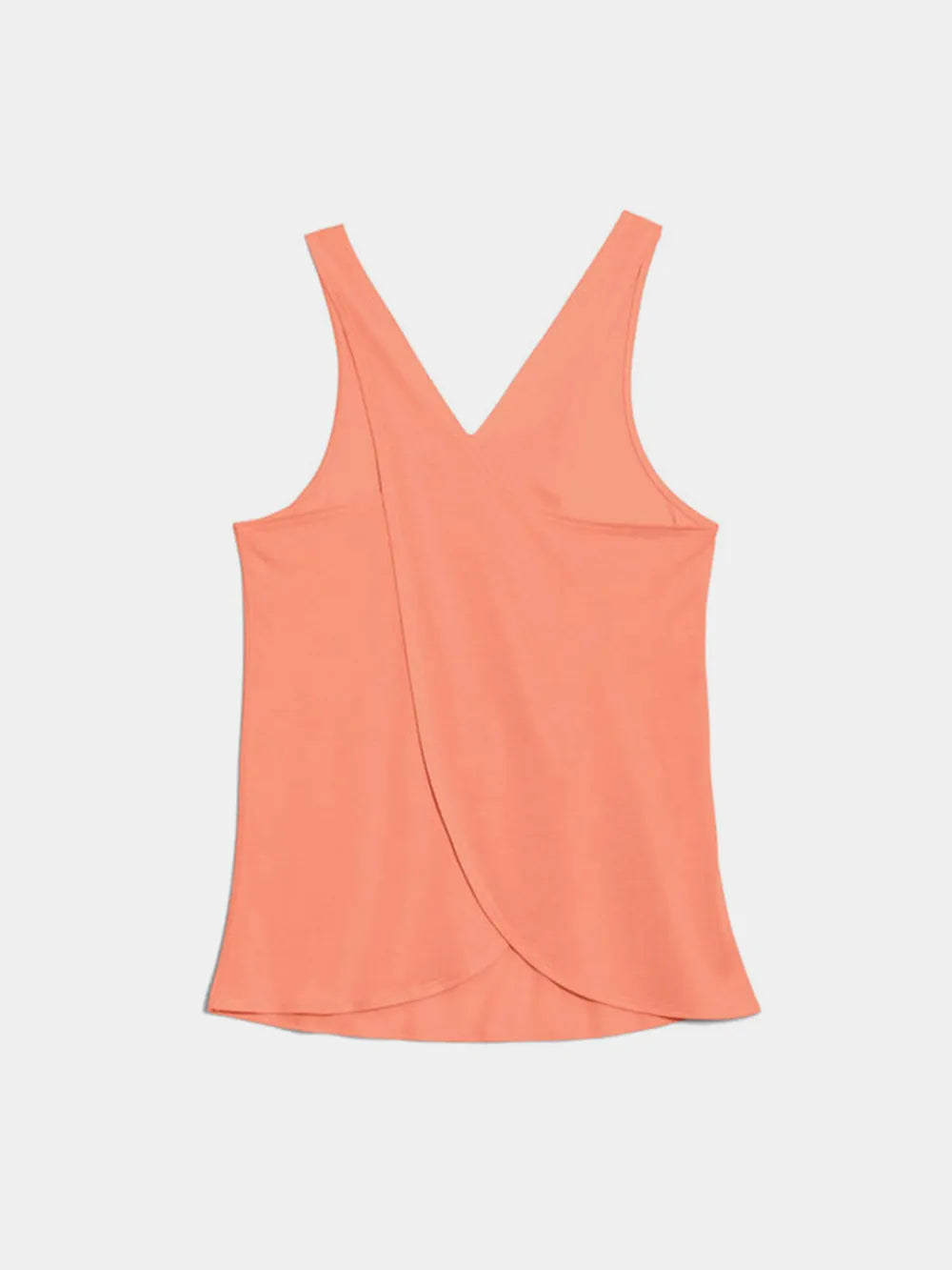 Peach-orange crisscross scoop neck active tank top