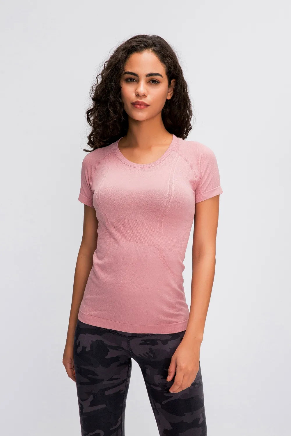 Active t-shirt, dusty pink crew neck short sleeves