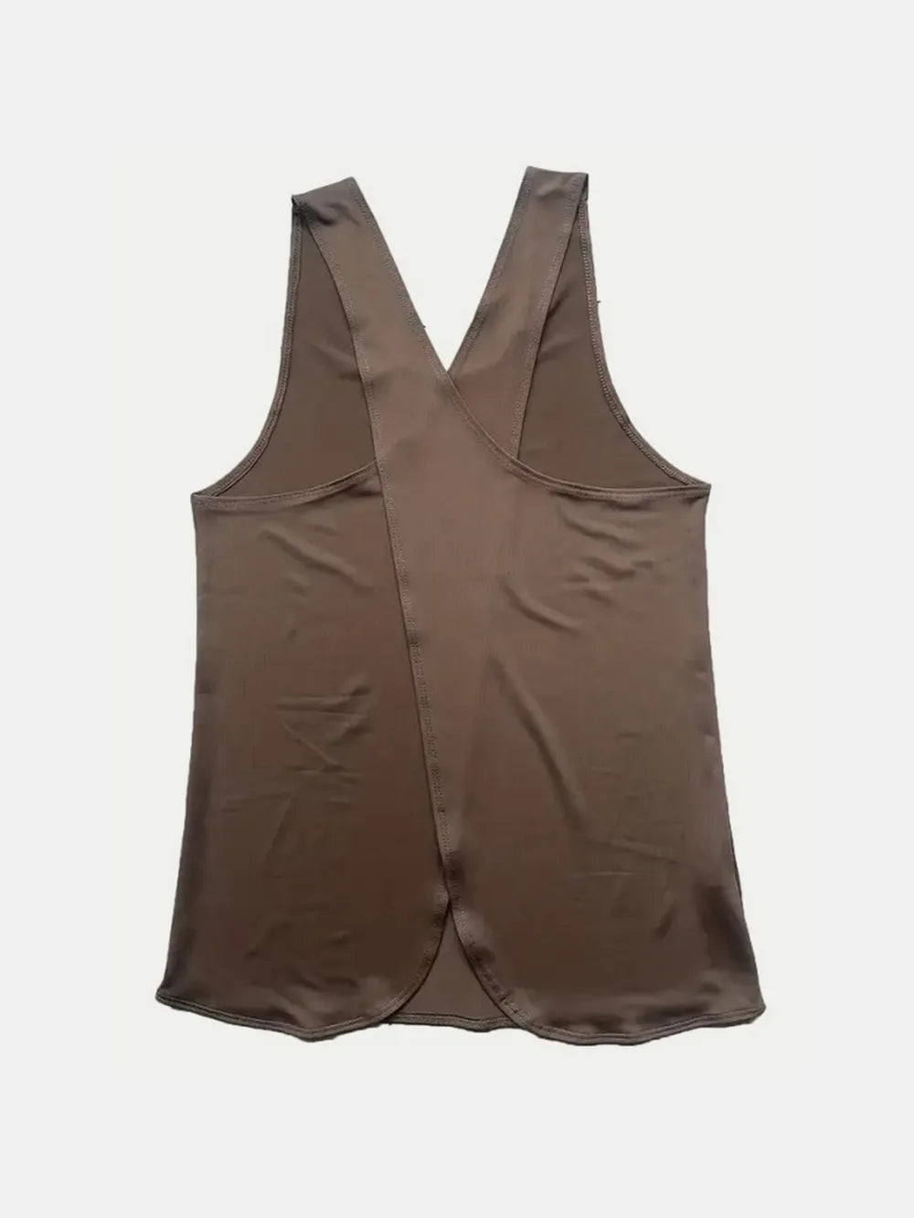 Mocha sleeveless active tank top with crisscross scoop neck back