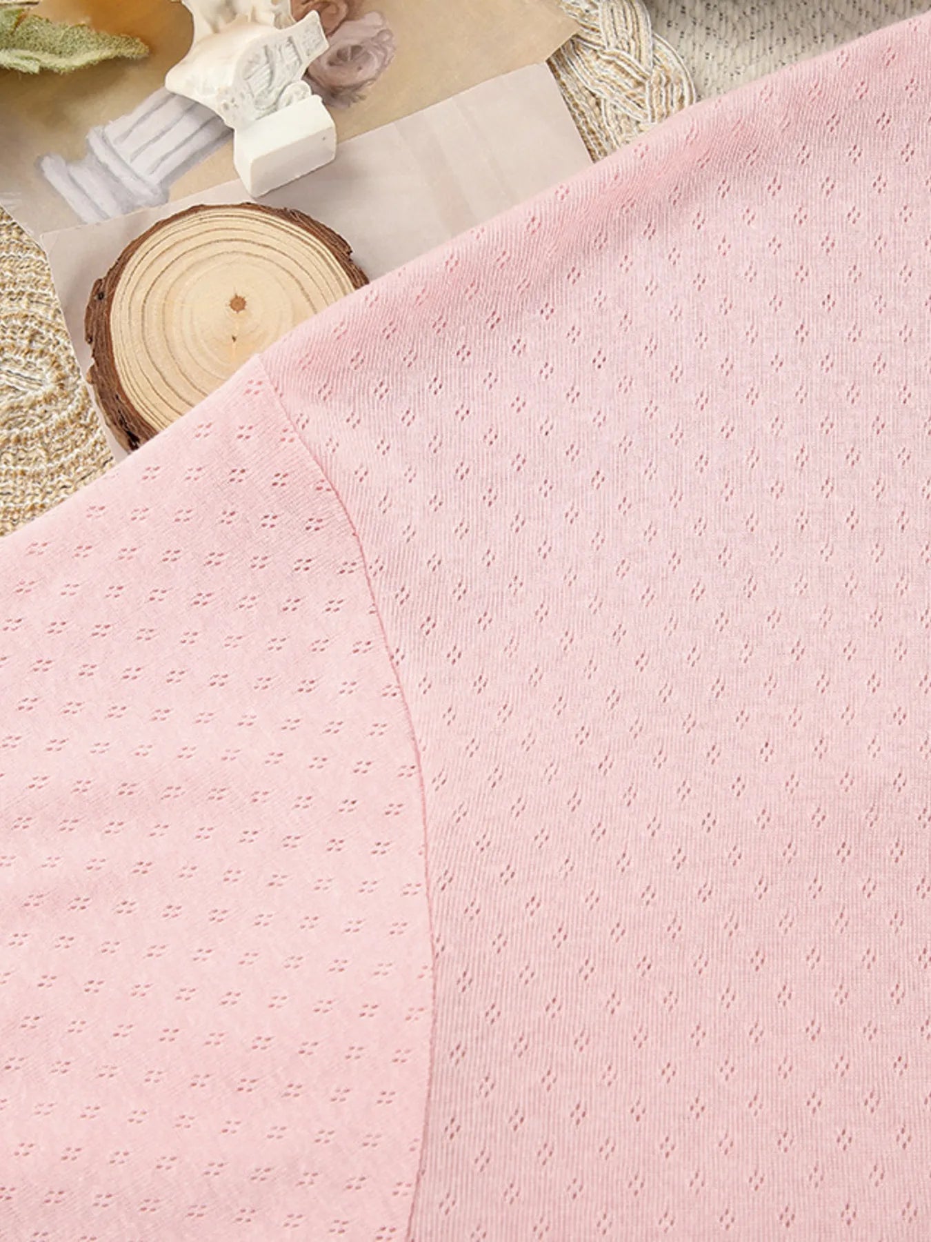 Dusty pink tie-waist kimono nightgown with long sleeves and V neckline