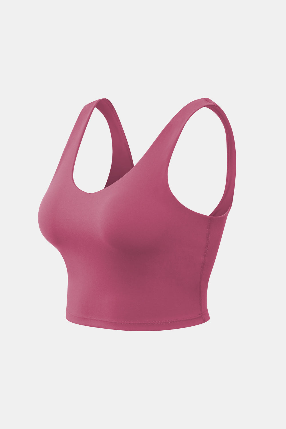 Cropped active tank top with scoop neck, deep rose pink