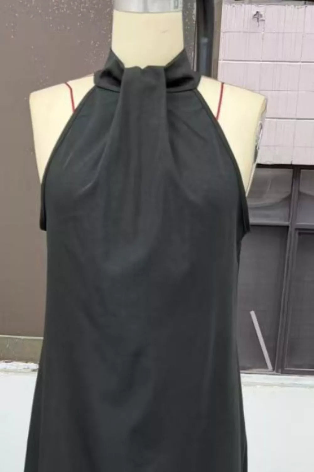 Cedar & Moore halter neck sleeveless maxi dress, black, on mannequin, no slit, Trendsi