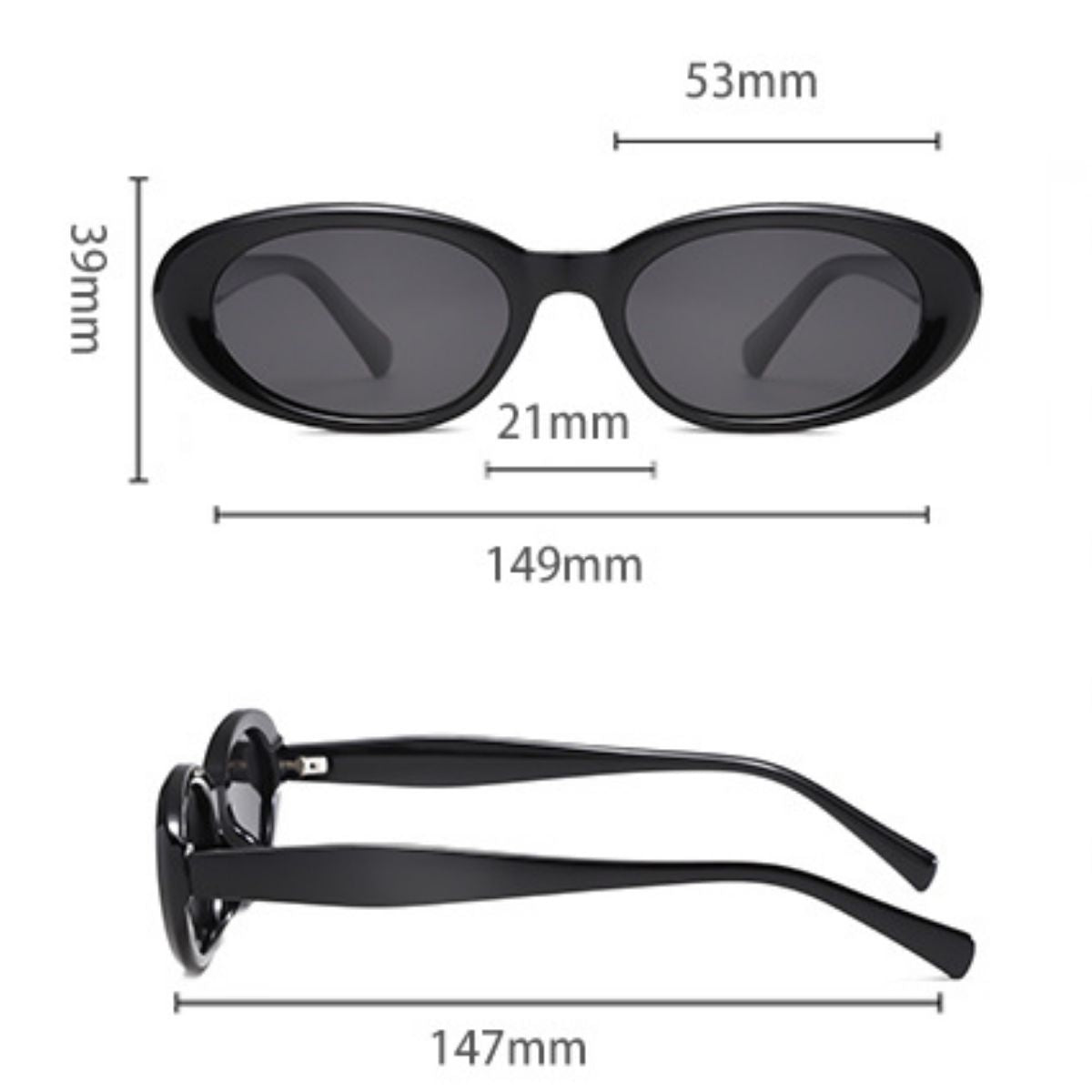 Cedar & Moore Trendsi UV protection oval sunglasses, black frame, 1 pair
