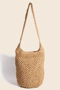 Fame braided hobo shoulder bag, camel tone with woven texture and top handle straps