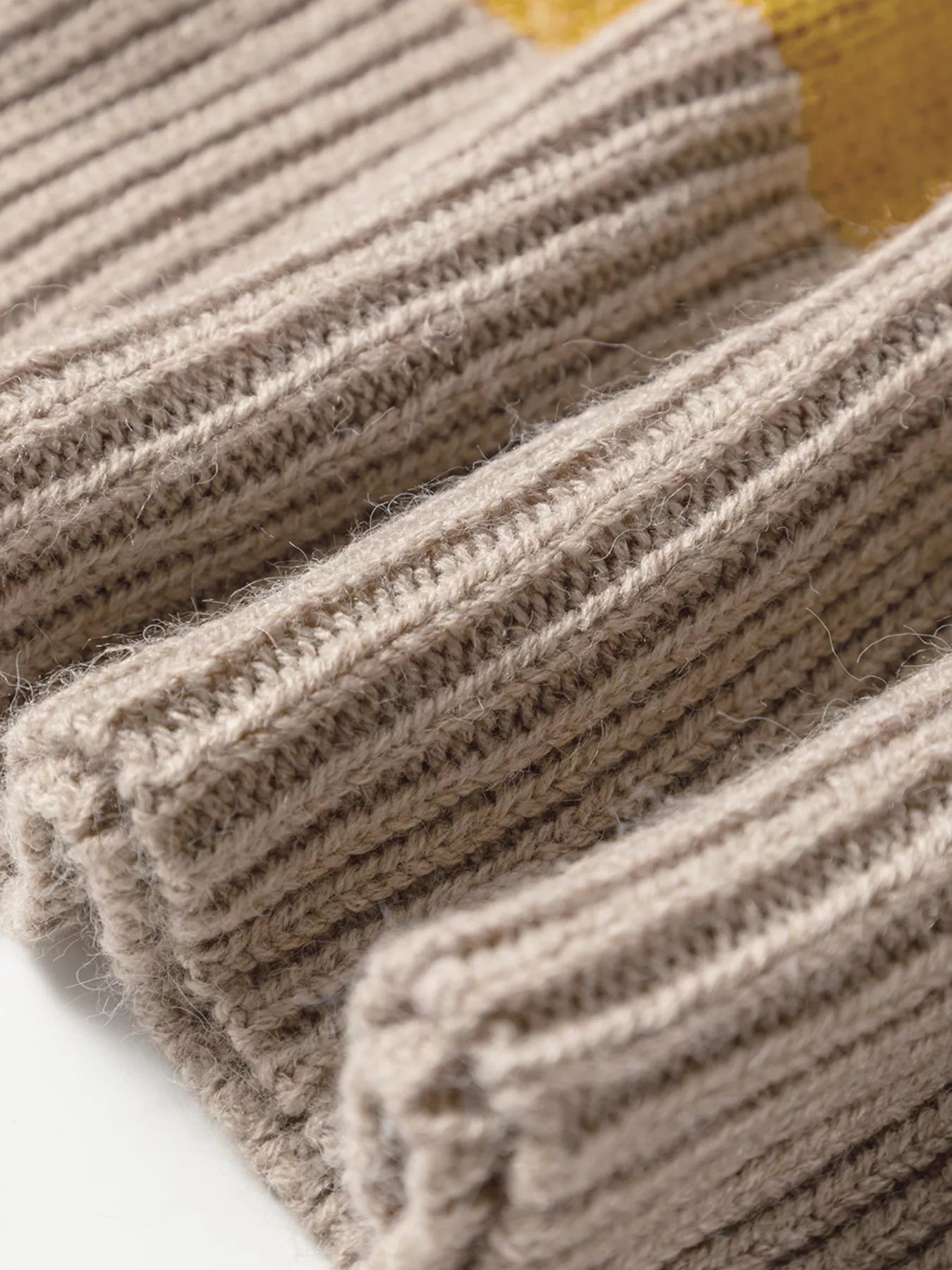 Striped knit crew neck sweater, ribbed trim at shoulder