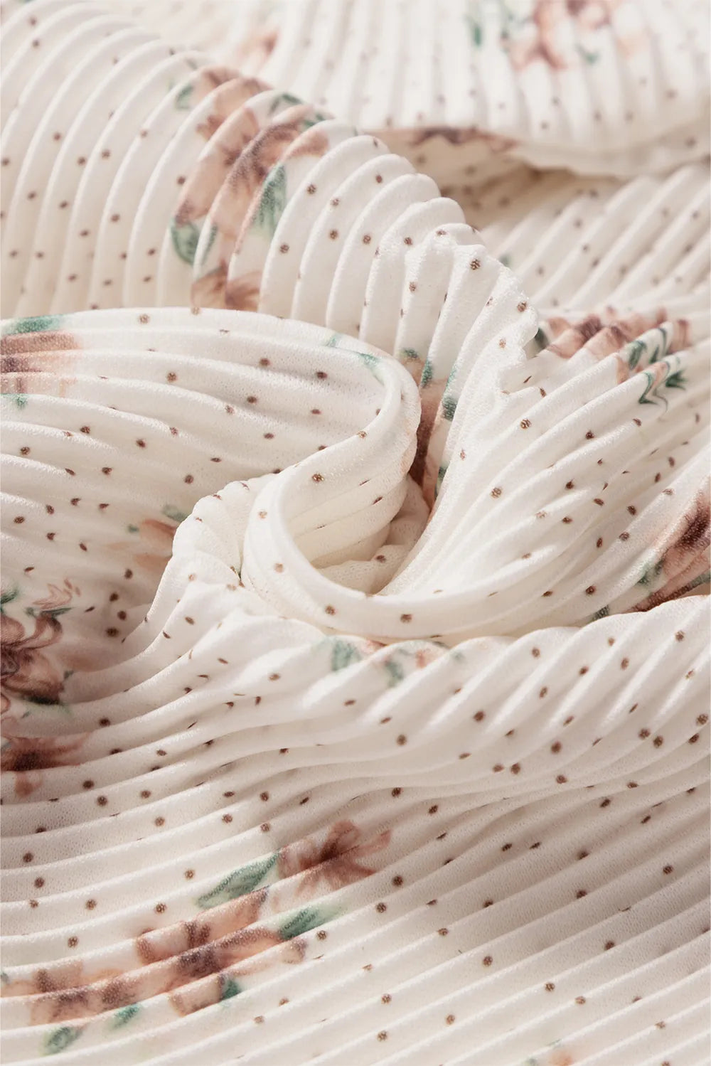 Floral cami bow-back detail; white base with small floral motifs and pinstripes