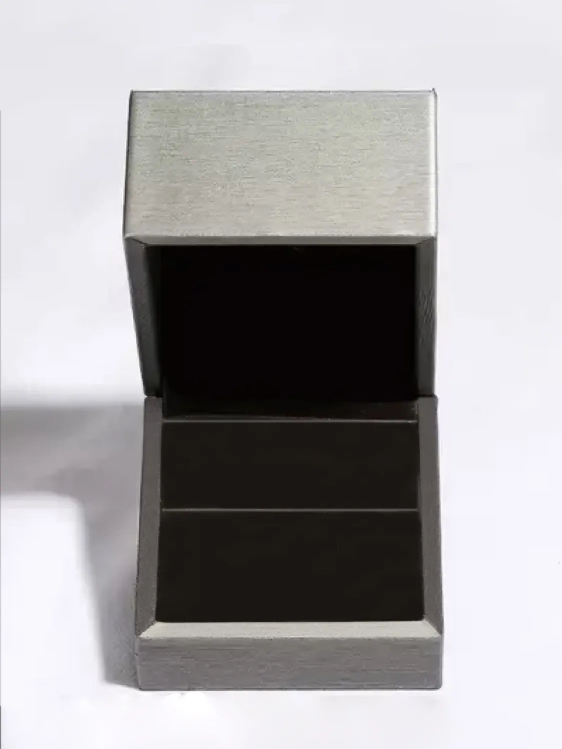 Sterling silver star stud earrings gift box, open with empty inserts