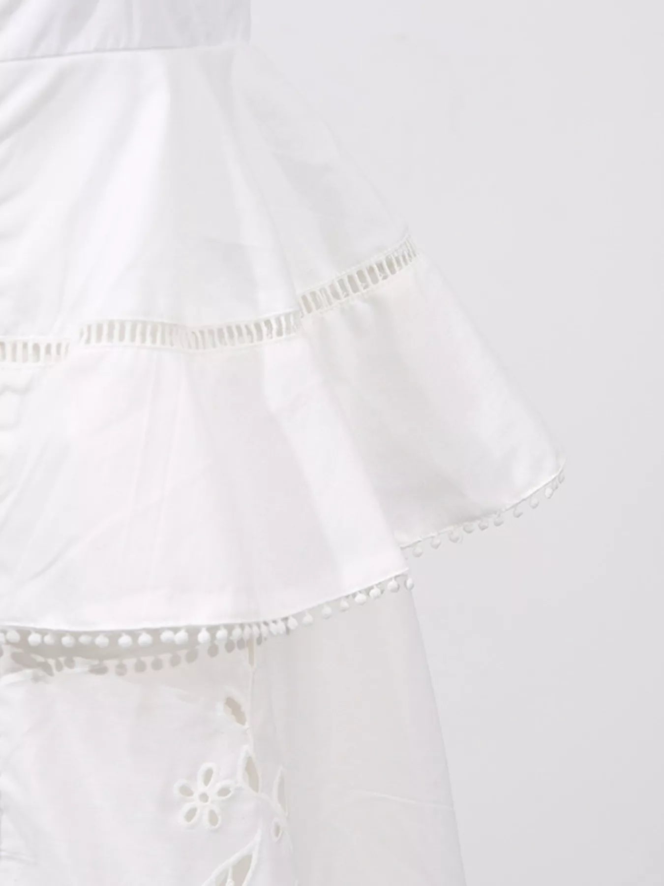 Cedar & Moore Sleeveless Eyelet Embroidered Button-Down Midi Dress in white