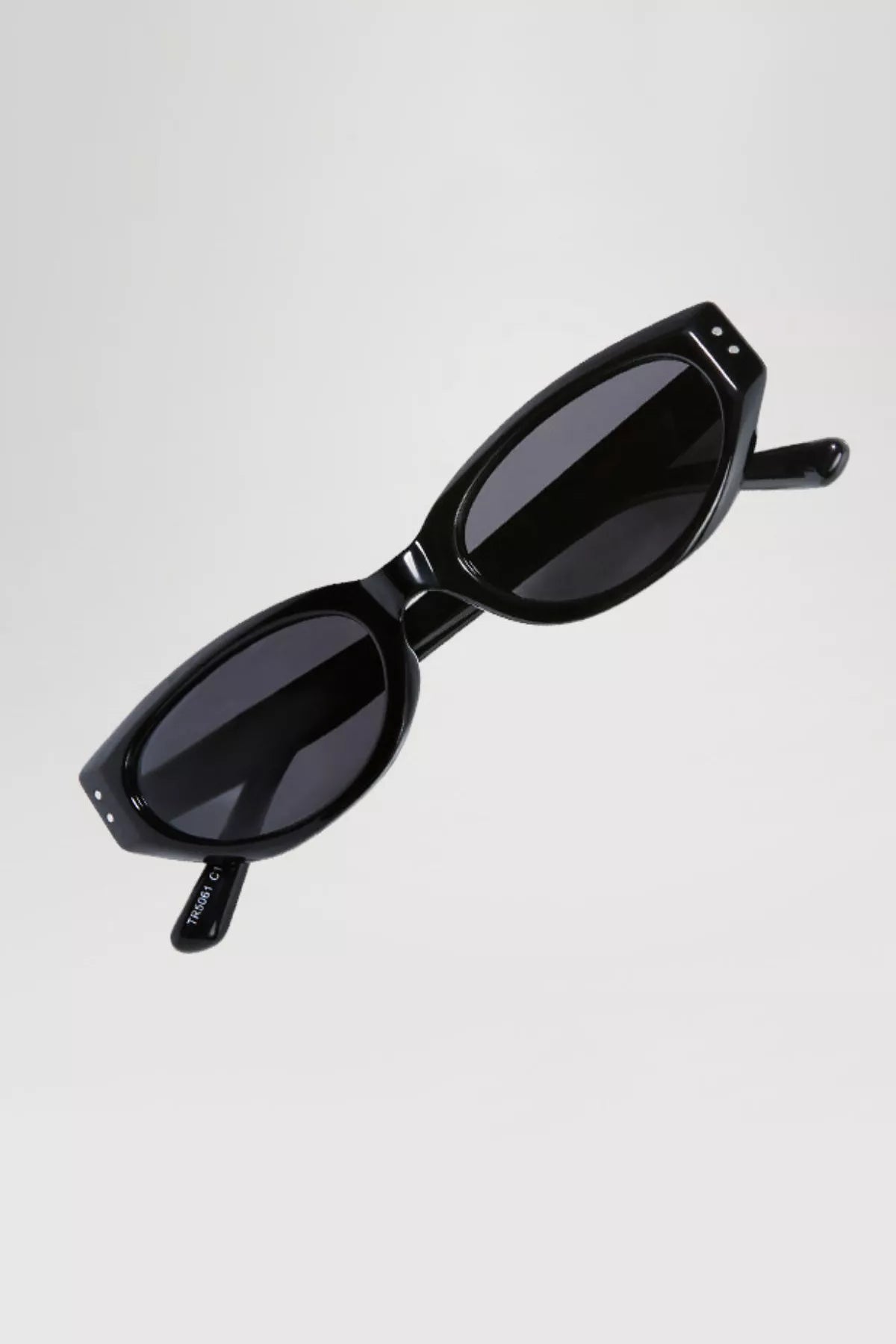 Cedar & Moore Retro Oval Frame Sunglasses, black glossy frame, UV protection, Trendsi, 1 pair