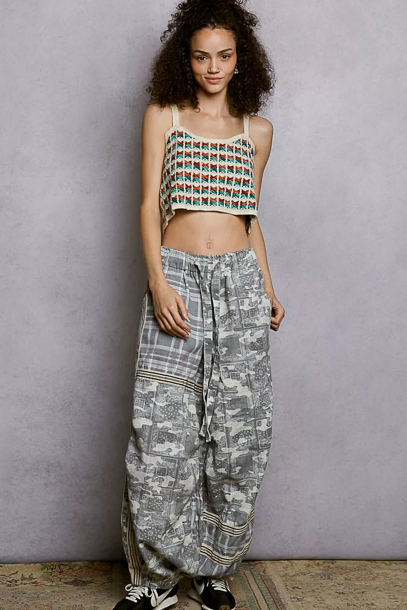 Cedar & Moore POL Cropped Crochet Cami with Scalloped Edge cream multicolor crochet crop top by Trendsi.