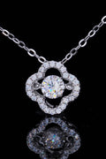 925 sterling silver moissanite flower pendant necklace with round center stone on chain