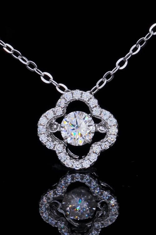 925 sterling silver moissanite flower pendant necklace with round center stone on chain