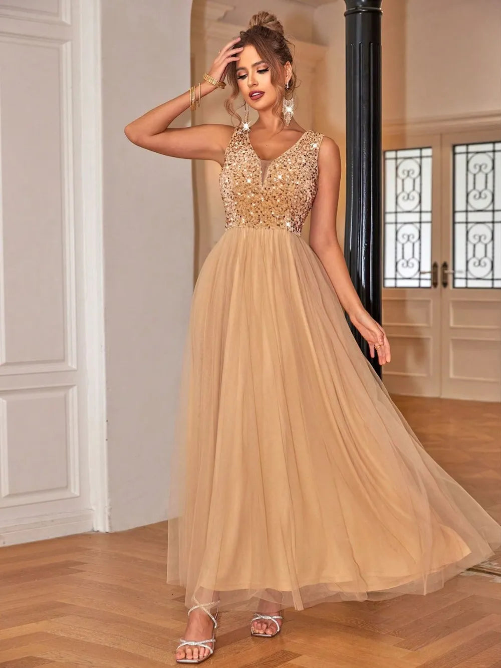 tan sequin dress V-Neck Sleeveless Evening 70% ostrich feathers 25% Taille:8 Eliza J Collared Short halloween sale
