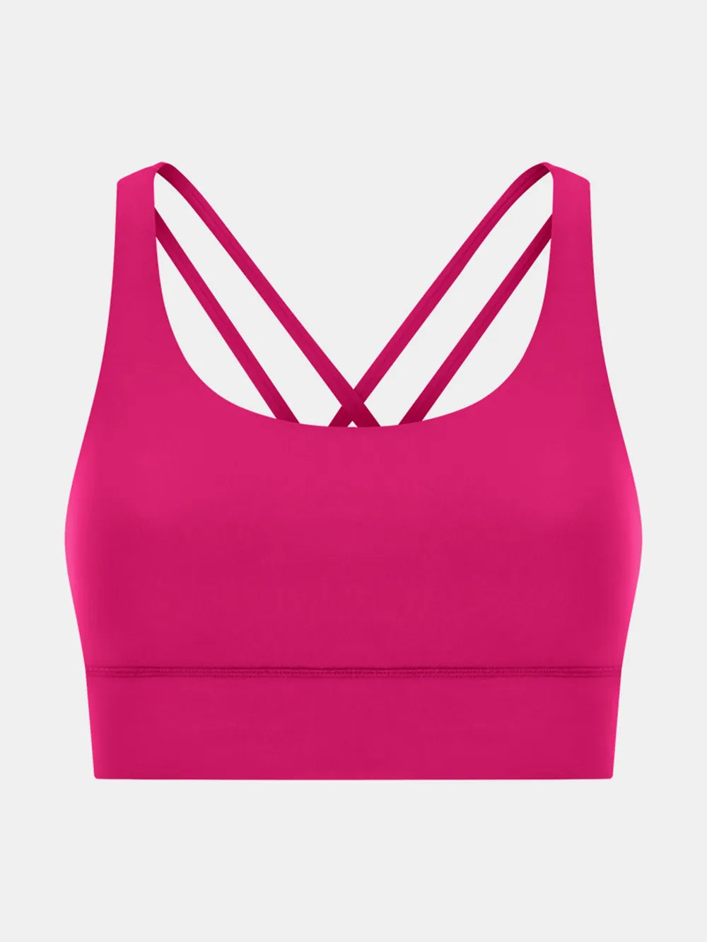 Hot pink scoop-neck active tank top with crossed-back strap detail