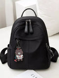 Cedar & Moore mini lightweight nylon backpack, black with top handle and dual-zip pockets