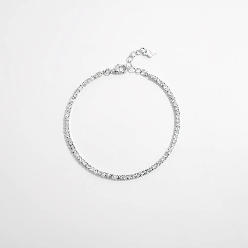 925 sterling silver zircon bracelet, pavé sparkle tennis style with clasp