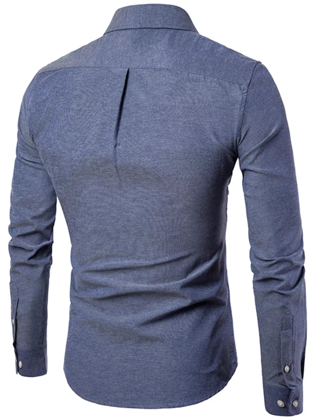 Men's slim fit long sleeve stretch shirt, grey back view