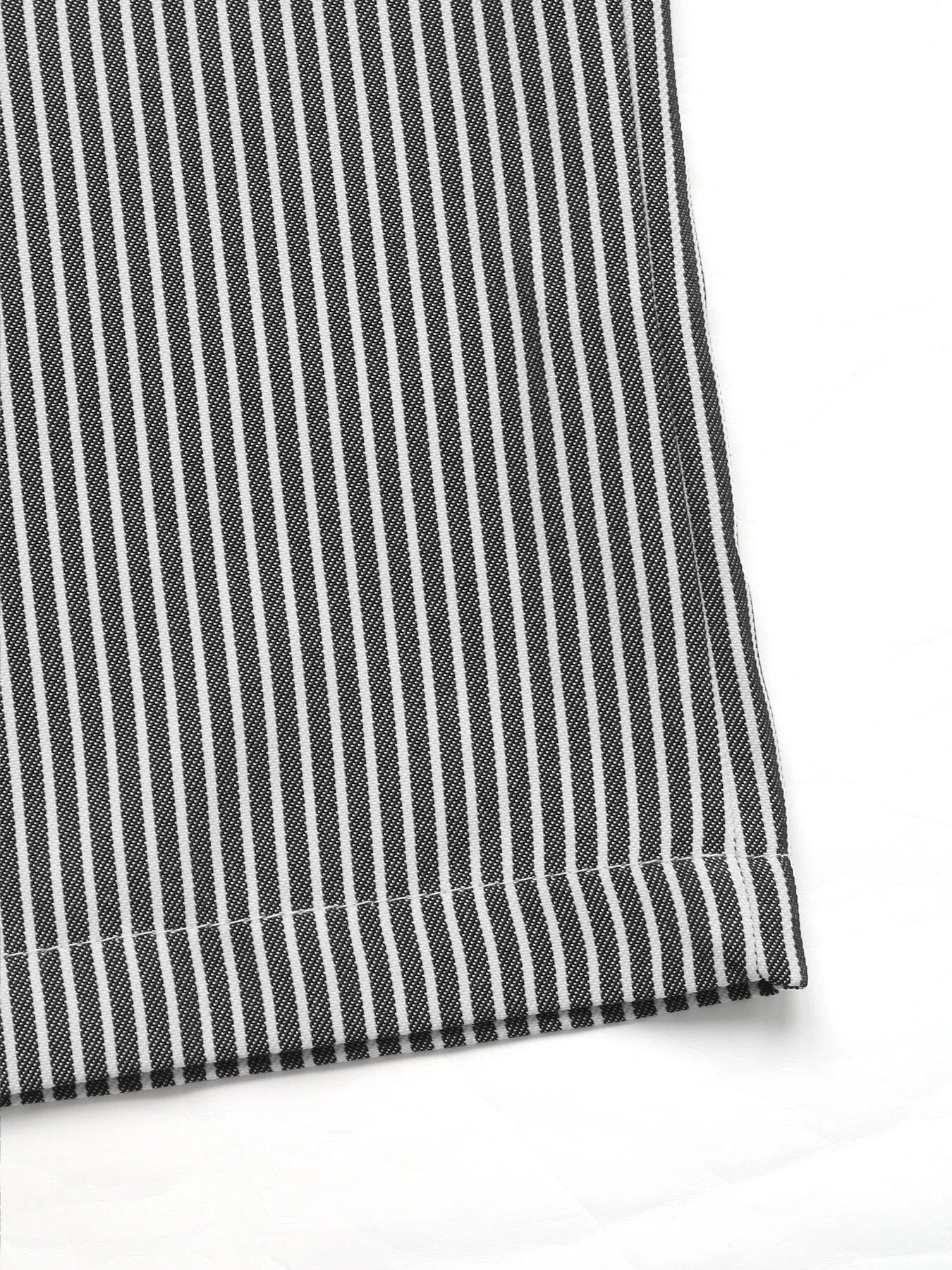 Striped fabric panel for wide-leg pants, black and white vertical pinstripe texture
