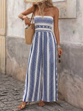 Cedar & Moore strapless striped blue/white wide-leg jumpsuit by Trendsi