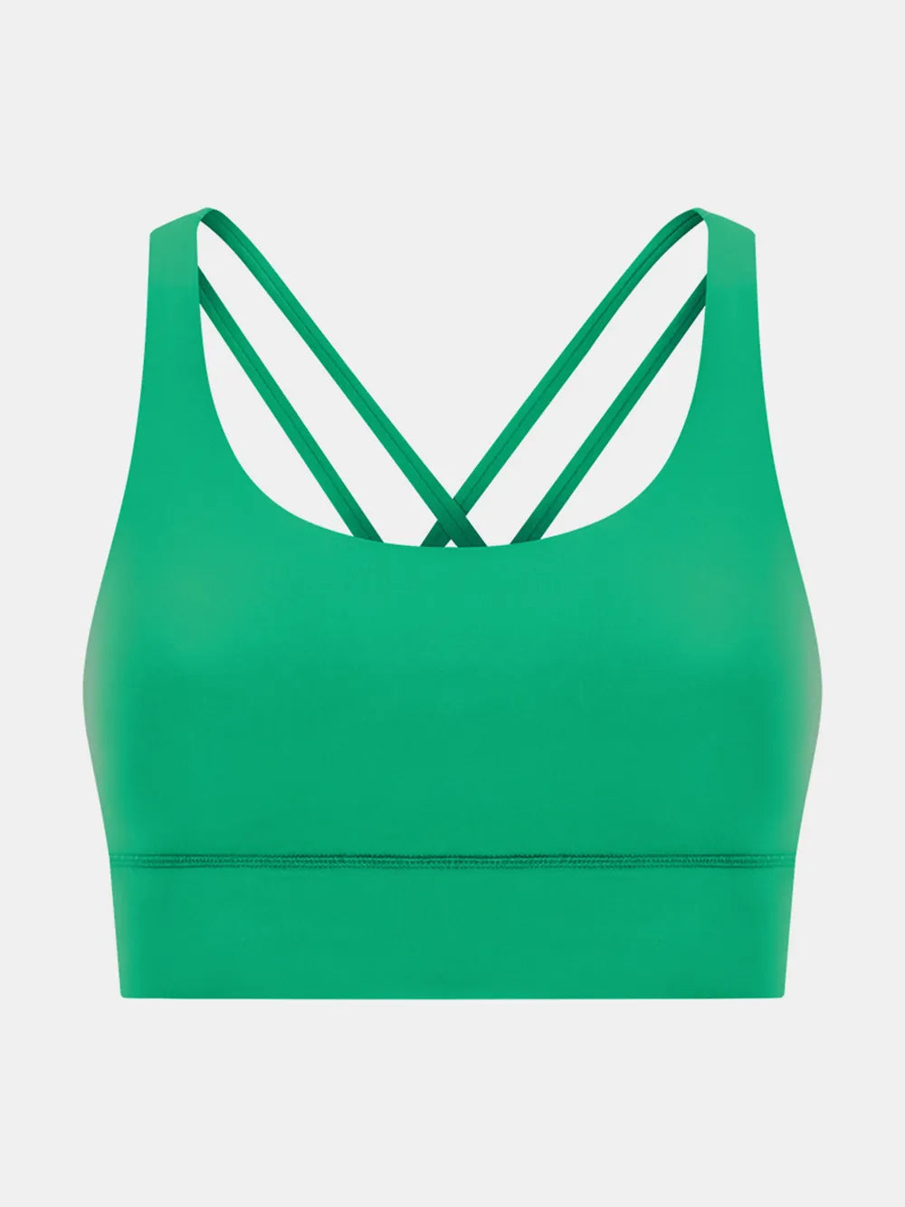 Scoop neck active tank top in green with crisscross back strap detail