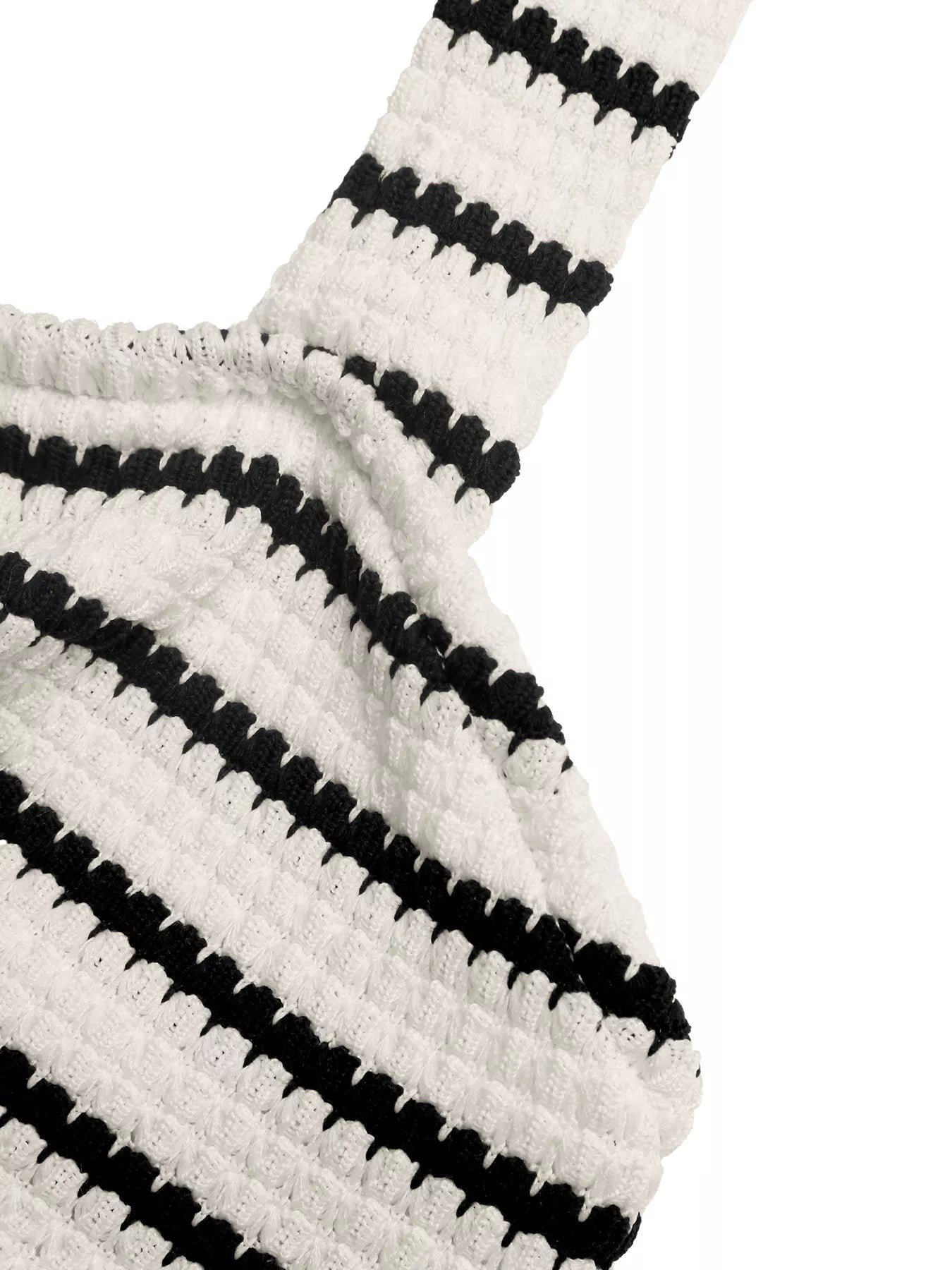 Cedar & Moore Striped halter neck knit mini dress, white with black stripes
