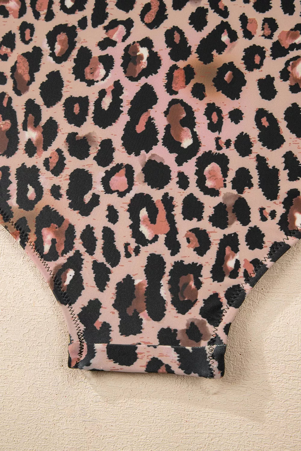 Leopard-print mesh V-neck one-piece swimsuit with black ruffle peplum overlay