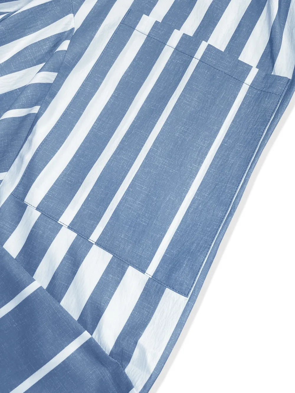 Light blue striped wide-leg pants with checkered panel stitching detail